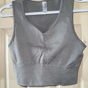 Gray Ribbed Tank Top
